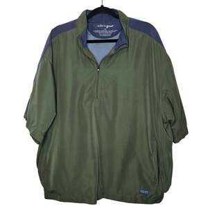 Life Is Good Green Grey Windbreaker Golfer shirt sleeved Pullover sz XL